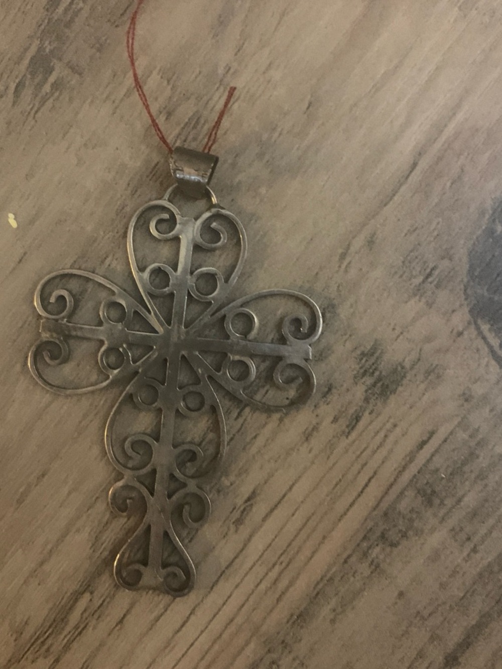 Ornate Filigree Cross Pendant Necklace - Dark Metal 925 sterling silver